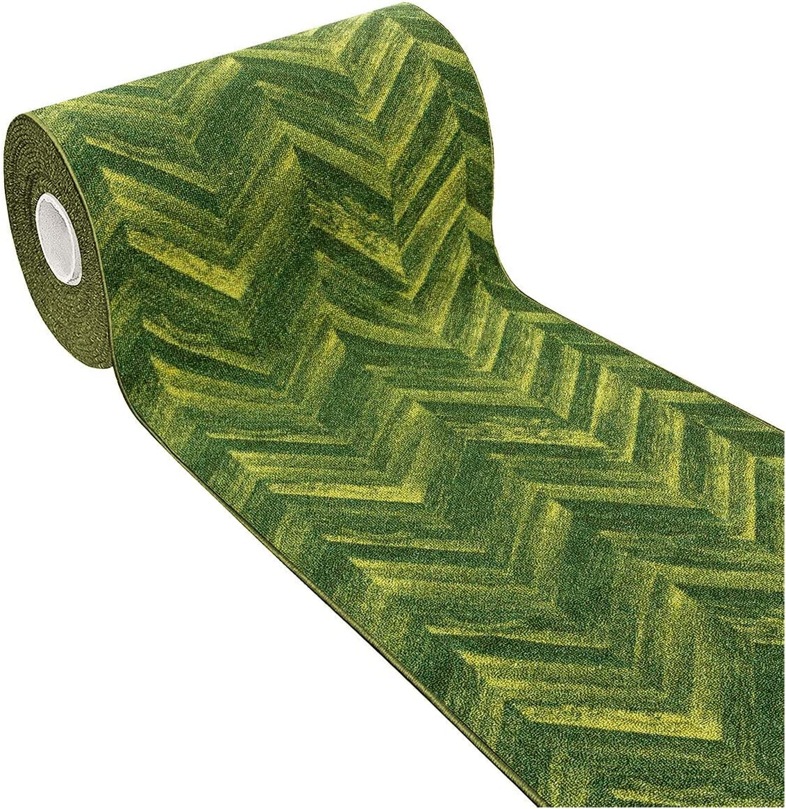 Alfombra de cocina 57x240 cm tejido plano antideslizante pasillo de baño efecto parquet verde
