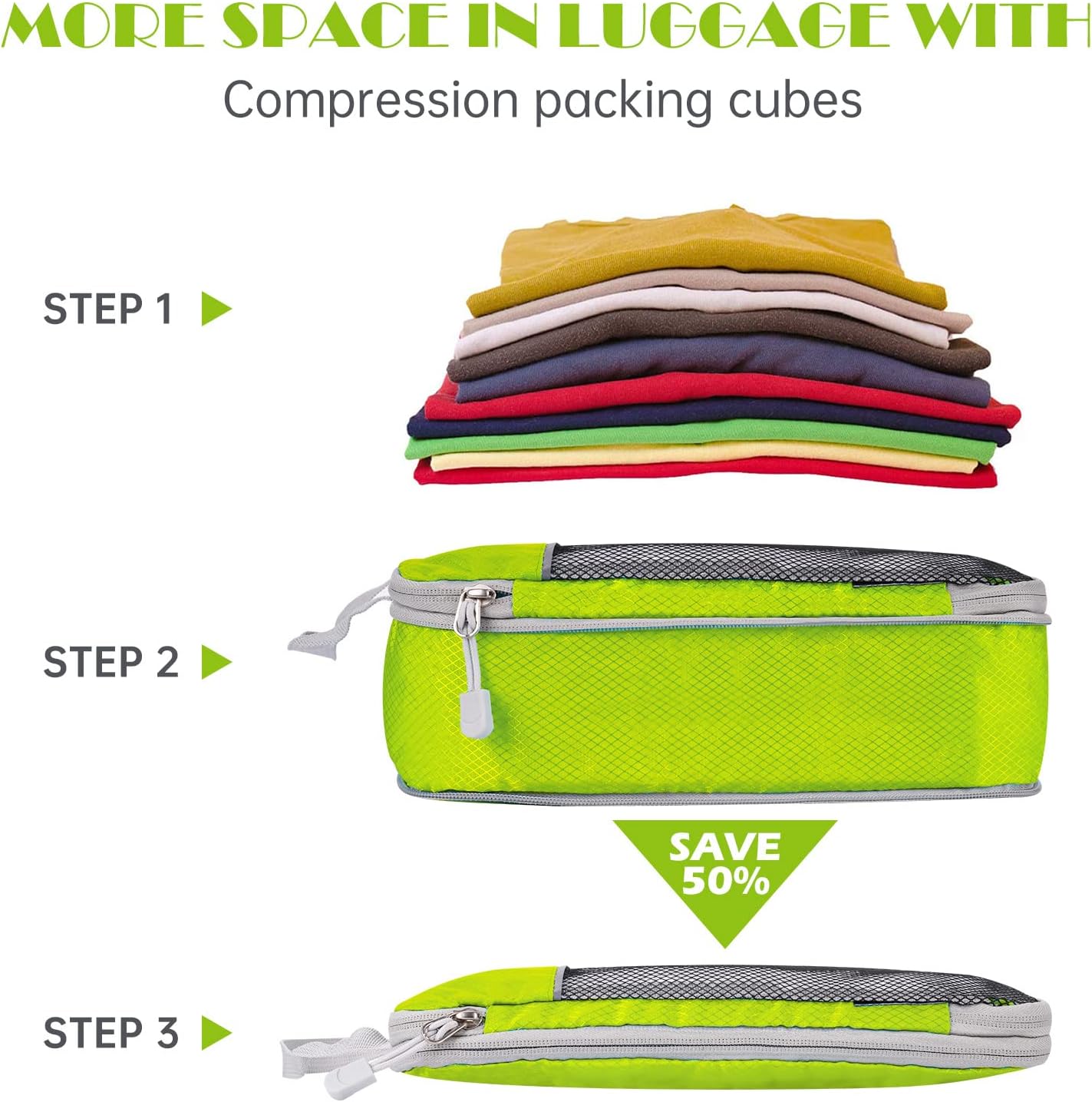 Cubi Compressione Viaggio Travelvaez - Set 6 Pezzi Organizer Bagagli - Foto 6