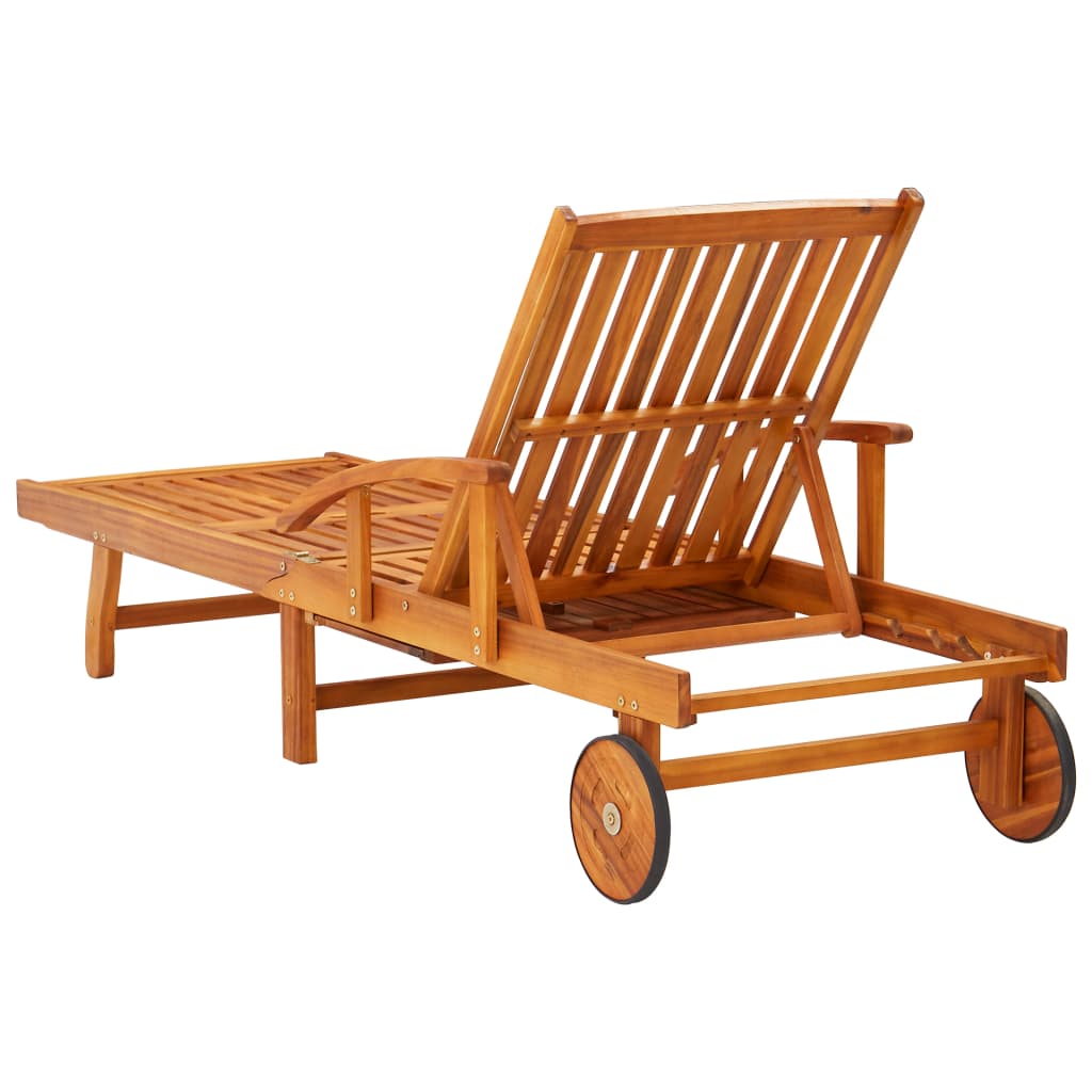Conjunto de 2 tumbonas hamacas camas de jardín muebles de terraza con cojines madera maciza de acacia 02_0012046 - 4