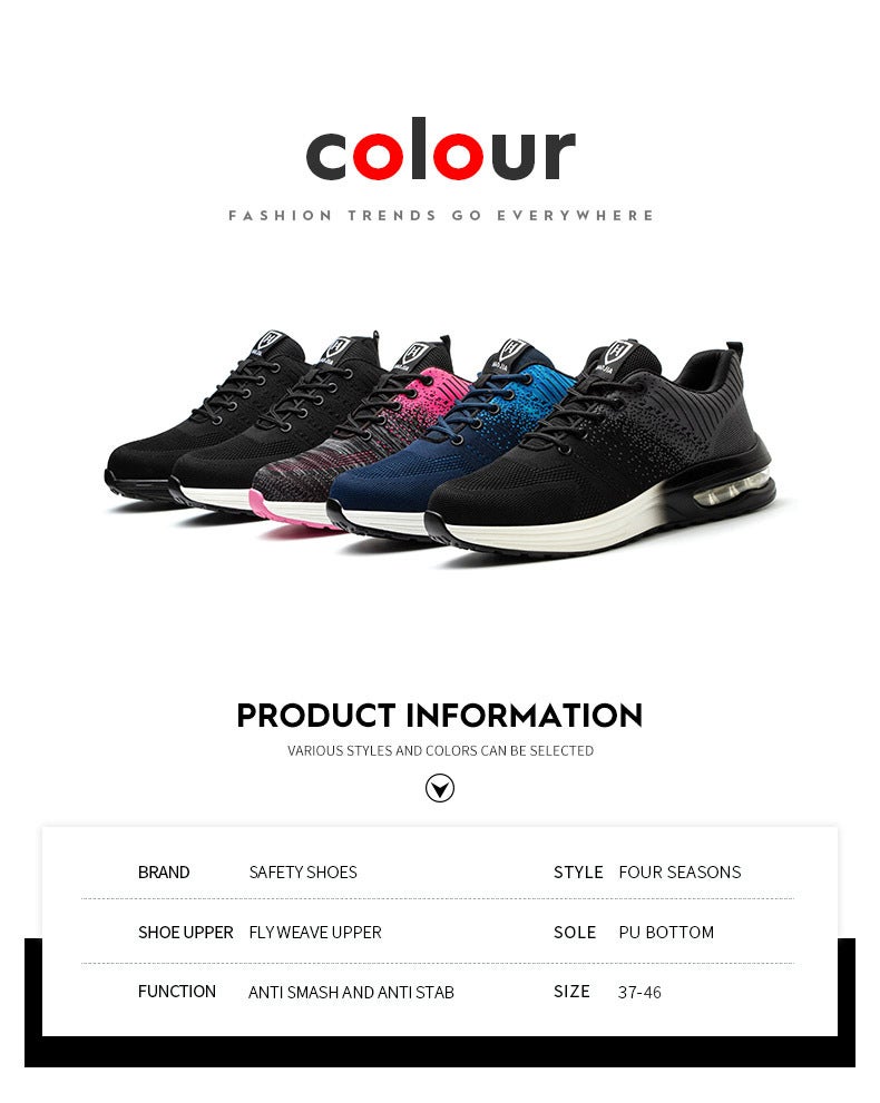 Chaussures de Securité Hommes Femmes Legere Basket de Securite Respirante Confortable Chaussure de Travail avec Embout en Acier Noir Taille 41 - 3