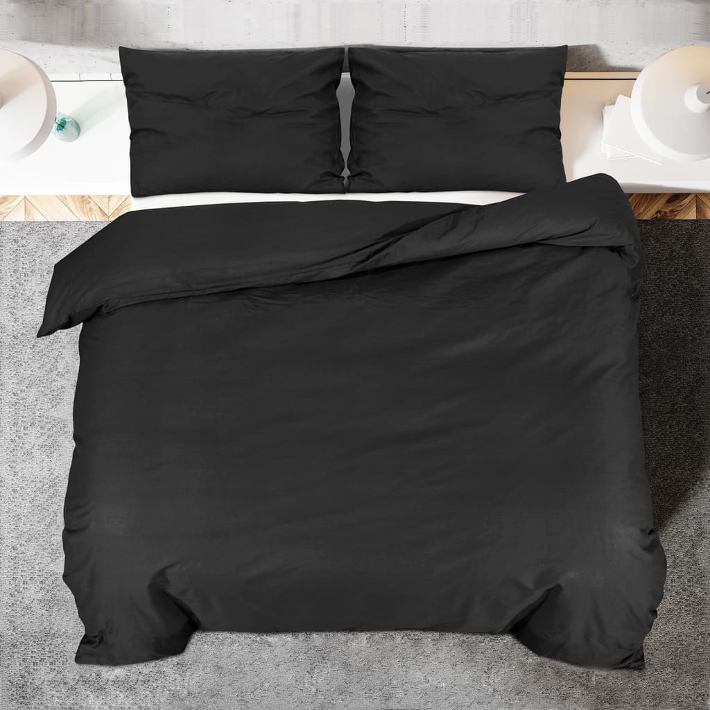 Ensemble de housse de couette Noir 220x240 cm Coton - 5