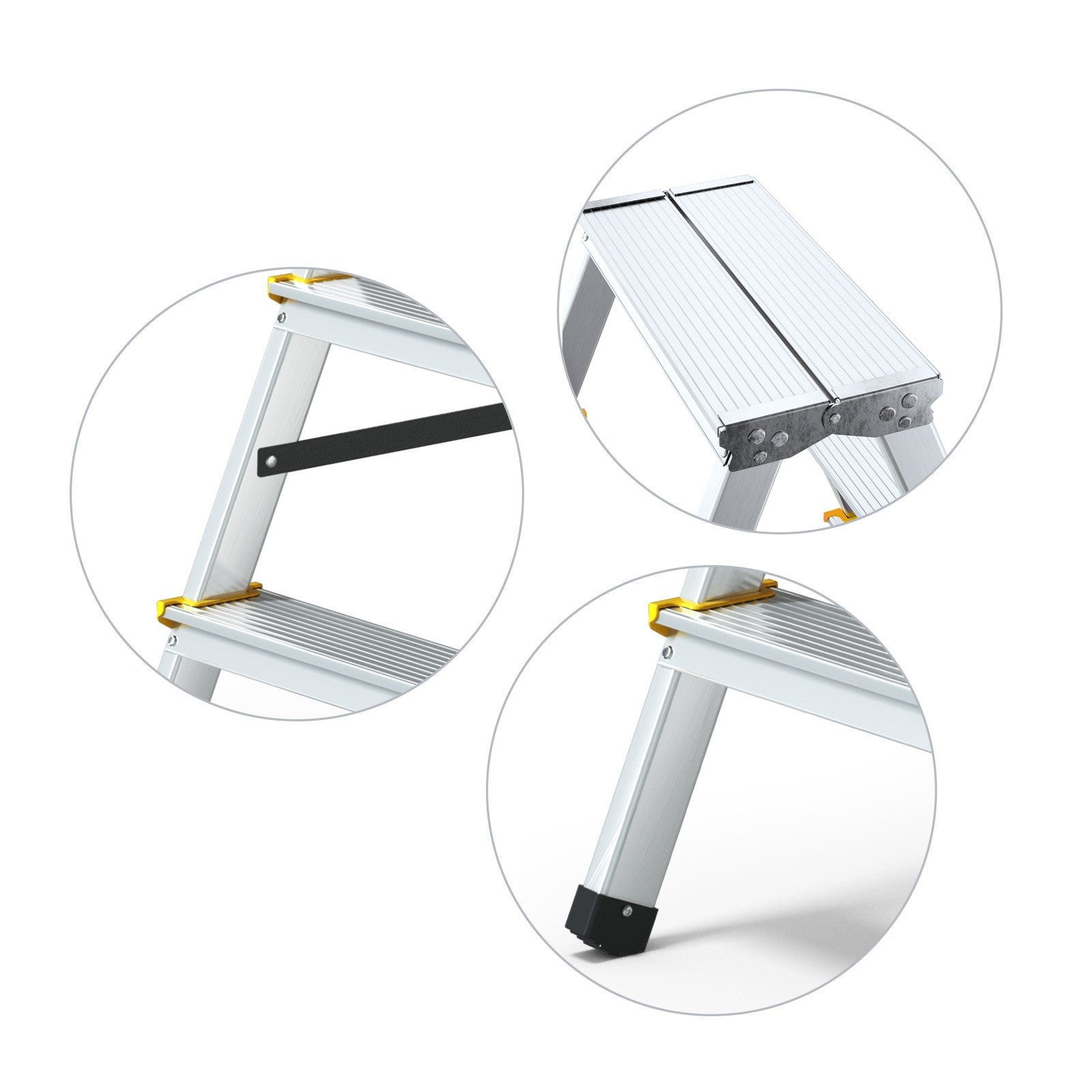 DWA Escabeau double pliable en aluminium 4 marches - 2