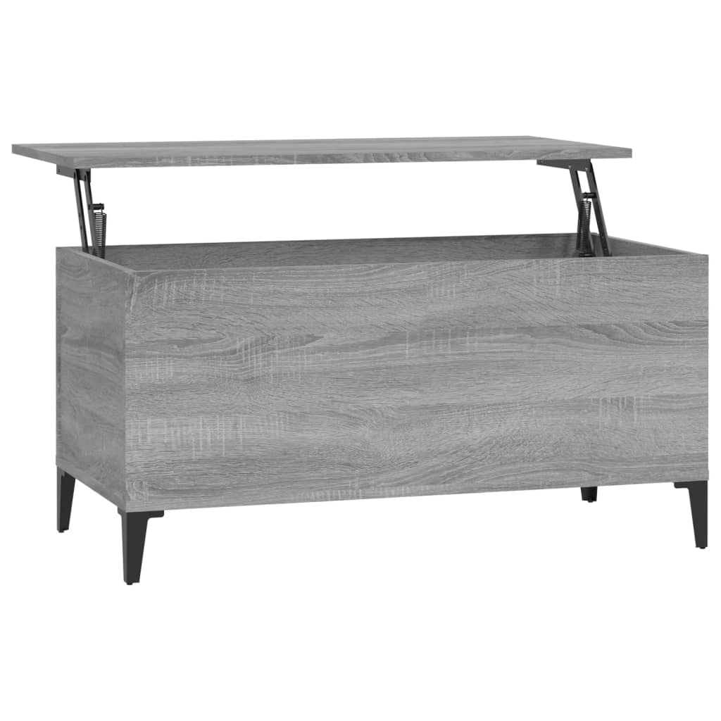 Table Basse Carrée Moderne Yaheetech – Gris, Rangement Intégré, 80x80x45 Cm, MDF