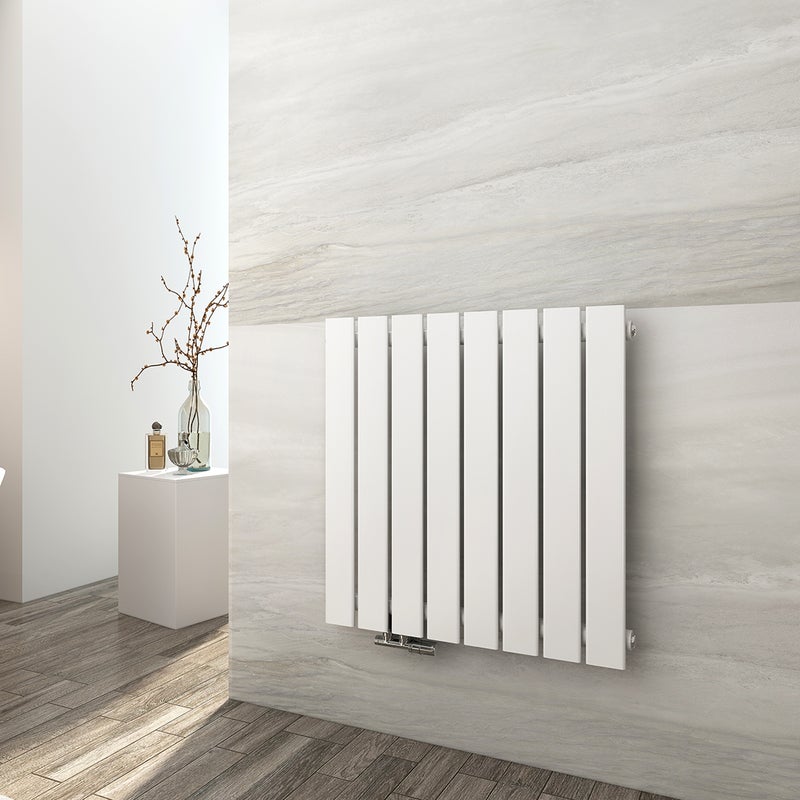 EMKE Grzejnik Stalowy Pojedynczy Poziomy 450W, 63x61,6 cm, 4 bar, do 4 m² – Biały