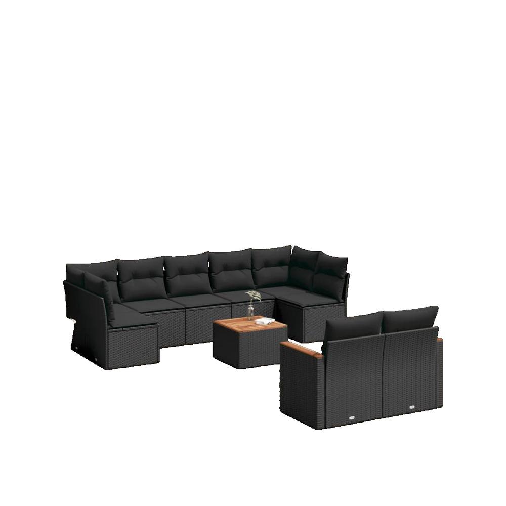 Meble ogrodowe vidaXL zestaw 10 el. Czarny rattan modułowy i odporny na UV