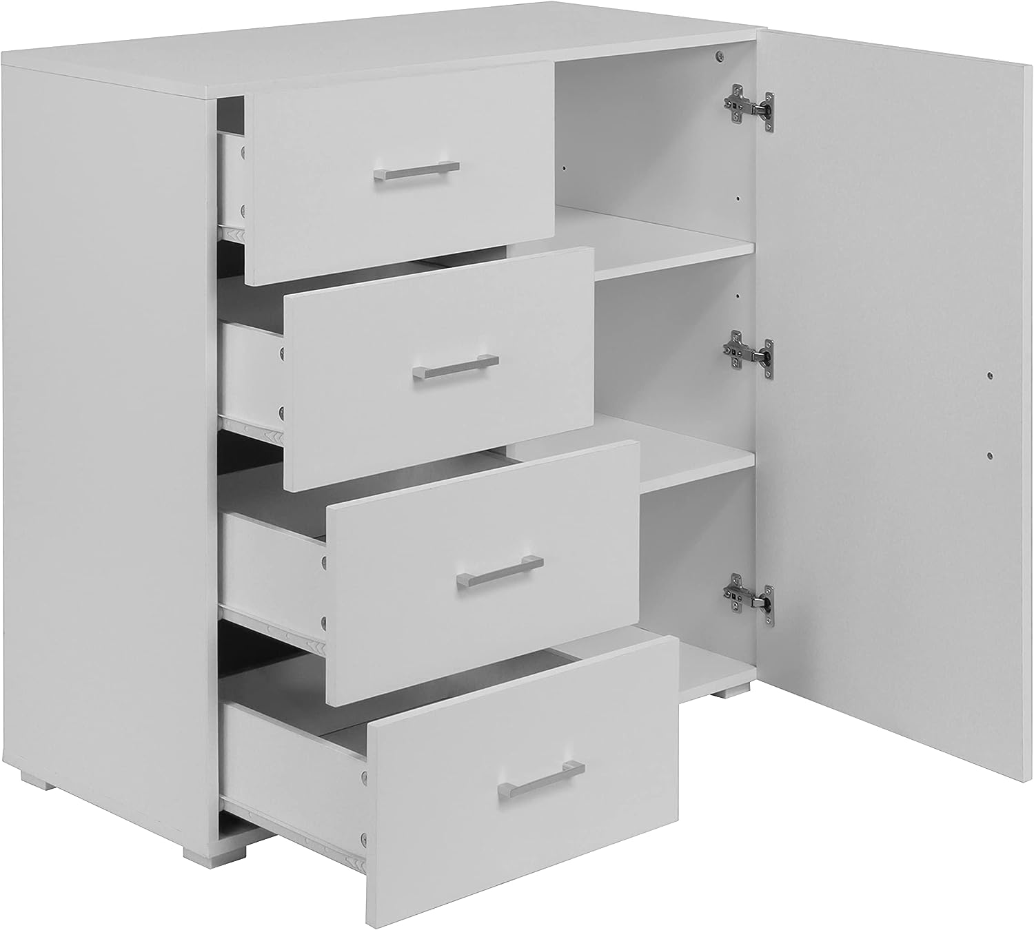 King Home CASSETTIERA 4 CASSETTI + 1 ANTA 90x41x87h cm bianca - 5