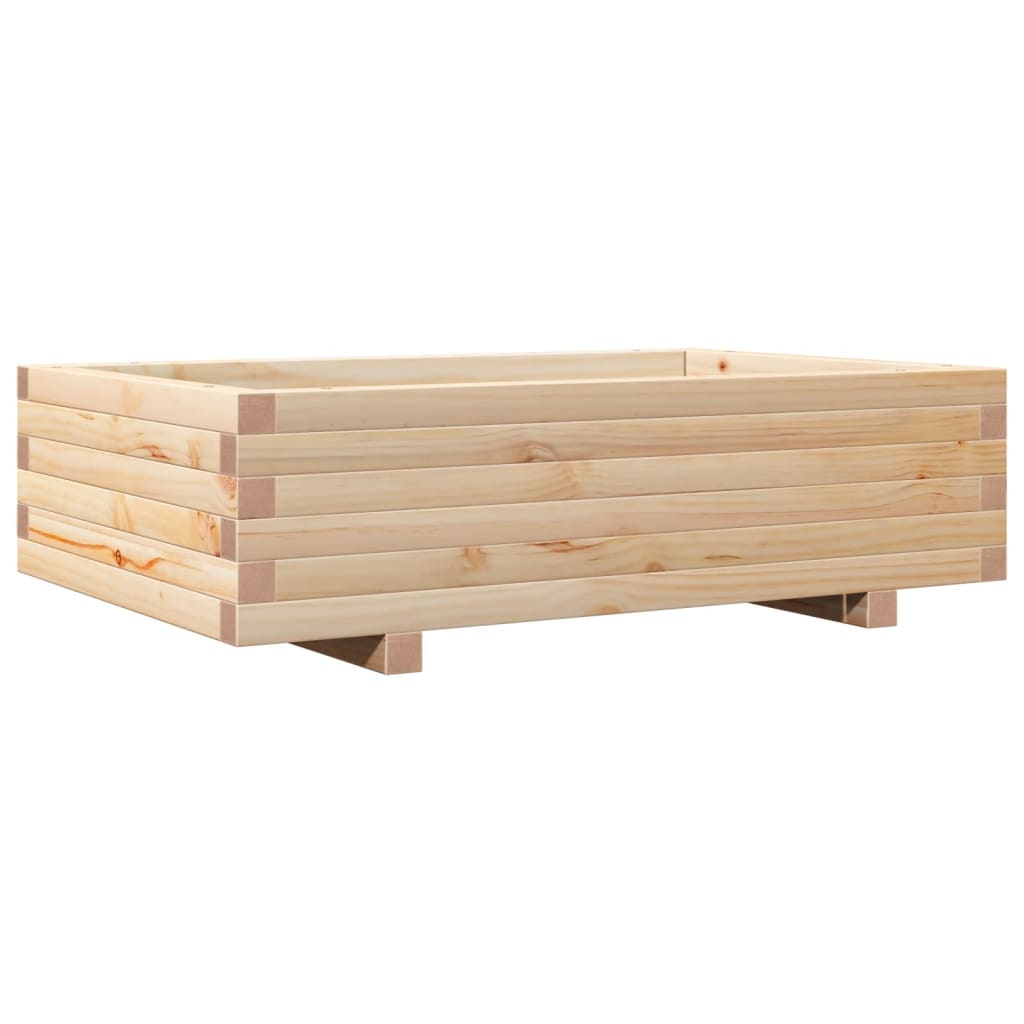Jardinière bac lit surélevé plantes fleurs terrasse jardin 90 x 60 x 26,5 cm bois de pin massif marron 02_0038012 - 4