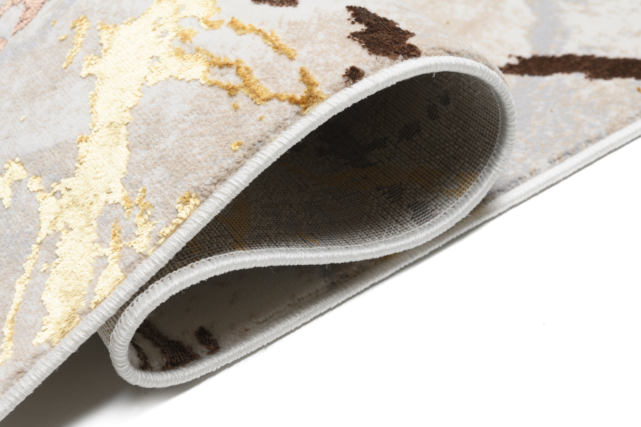 TAPISO Golden Tapis de Salon Moderne Marron Or Beige Crème Moucheté Motif Abstrait Doux Poil Court 80 x 150 cm - 3