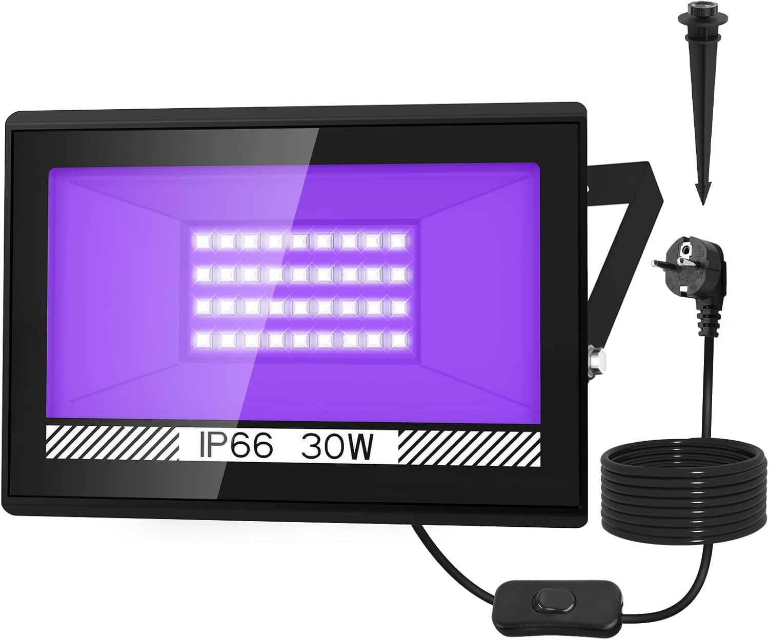Projektor światła czarnego LED 30 W – UV 395 nm, idealny do malowania ciała, barów, imprez, Halloween i wydarzeń specjalnych