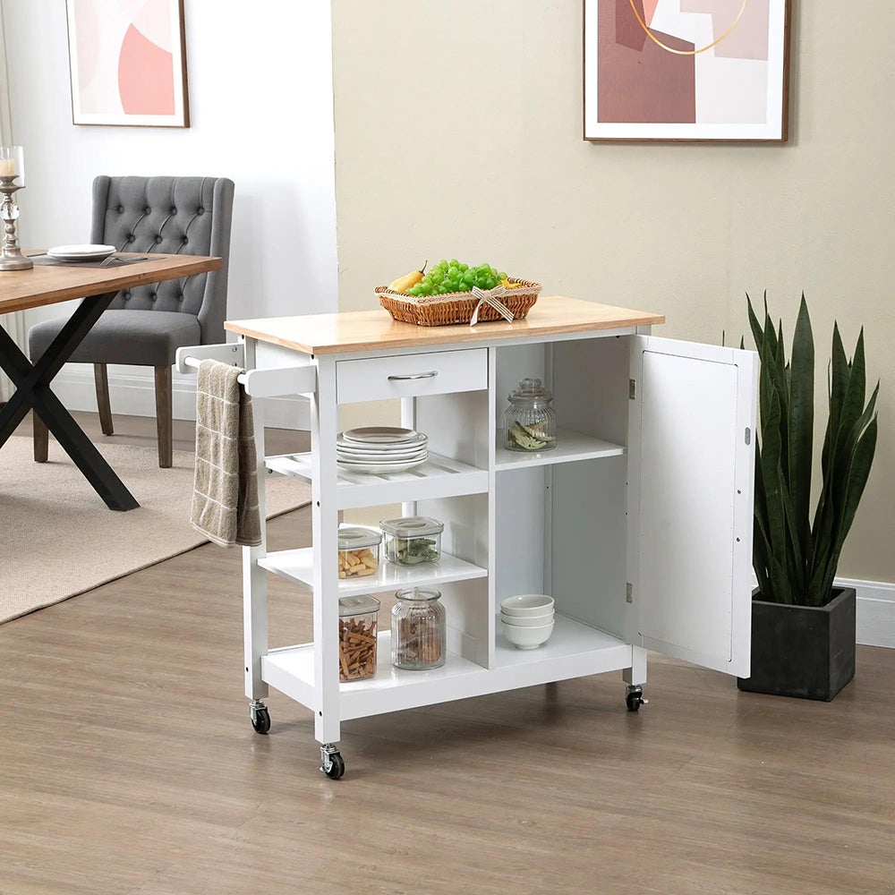 Chariot De Cuisine HOMCOM Desserte Chariot De Rangement à Roulettes 4 Niveaux, Chariot à Roulettes Avec Tiroir, Plateau Et Paniers, Pour Cuisine, Salon, Salle De Bain, Bureau, Vert Desserte Cuisine Roulette