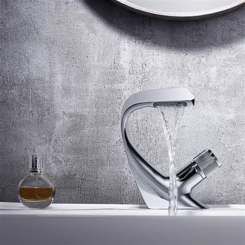 Kran srebrny, kran do umywalka w łazience, mieszalnik wody zimnej i gorącej, montowany na płytce, kran łazienkowy z jednym otworem