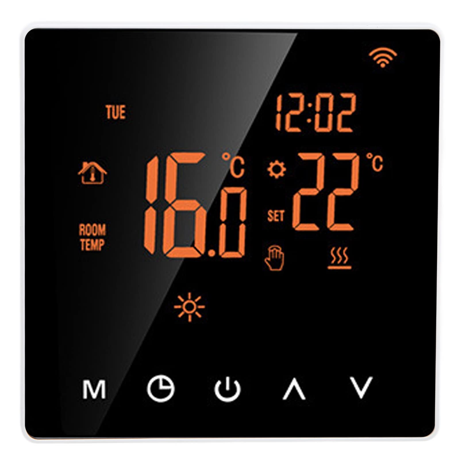 Termostato digitale H3 + display touch illuminato da incasso con sonda per riscaldamento a pavimento elettrico e ad acqua, programma settimanale programmabile, bianco