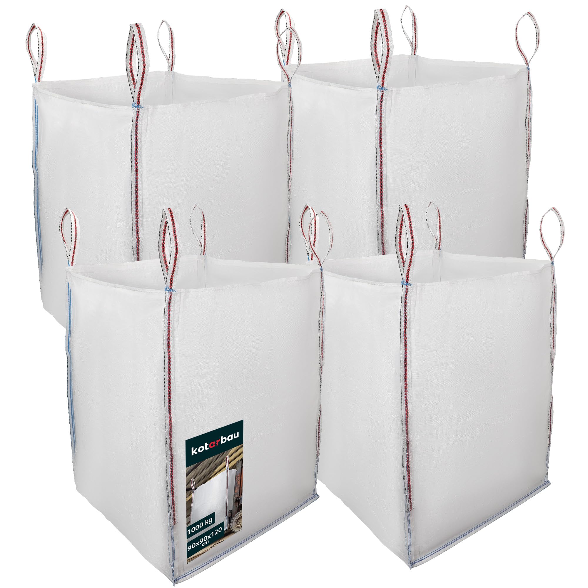 Worek Big Bag, worek na gruz budowlany 90 x 90 x 120 cm 1000 kg 4 sztuki - KOTARBAU
