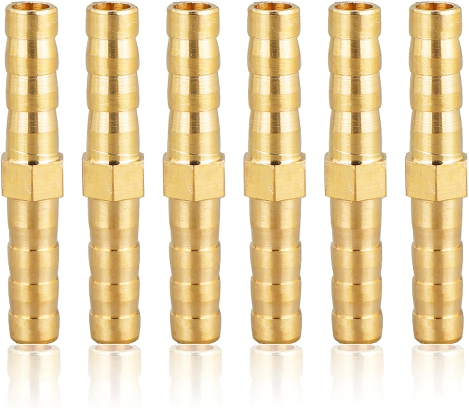 Złączka mosiężna 6 mm (1/4"), 6 sztuk, trwałe adaptery do rur wodnych i gazowych