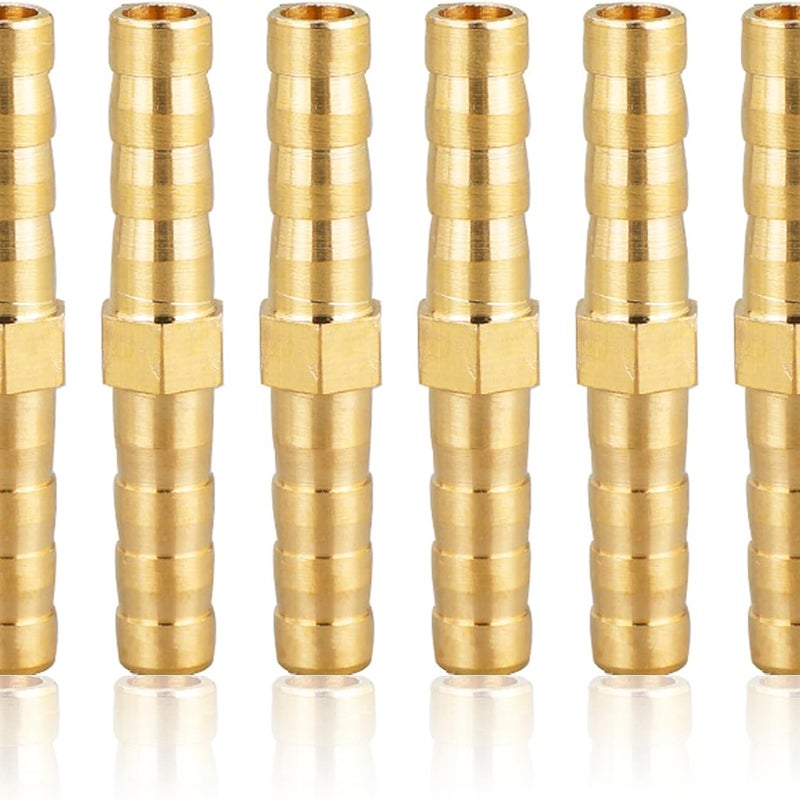 Złączka mosiężna 6 mm (1/4"), 6 sztuk, trwałe adaptery do rur wodnych i gazowych