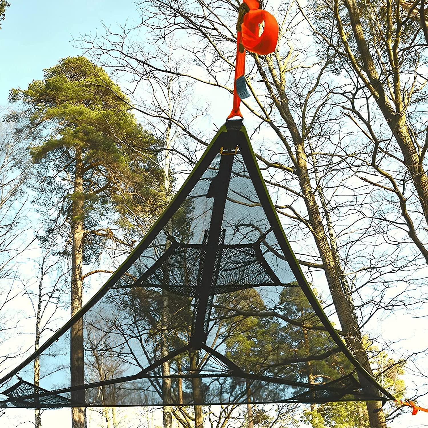 Hamac triangulaire portable pour camping en plein air, convient pour 2 à 3 personnes, voyage, jardin, camping, noir, 400 x 400 x 400 cm - 3