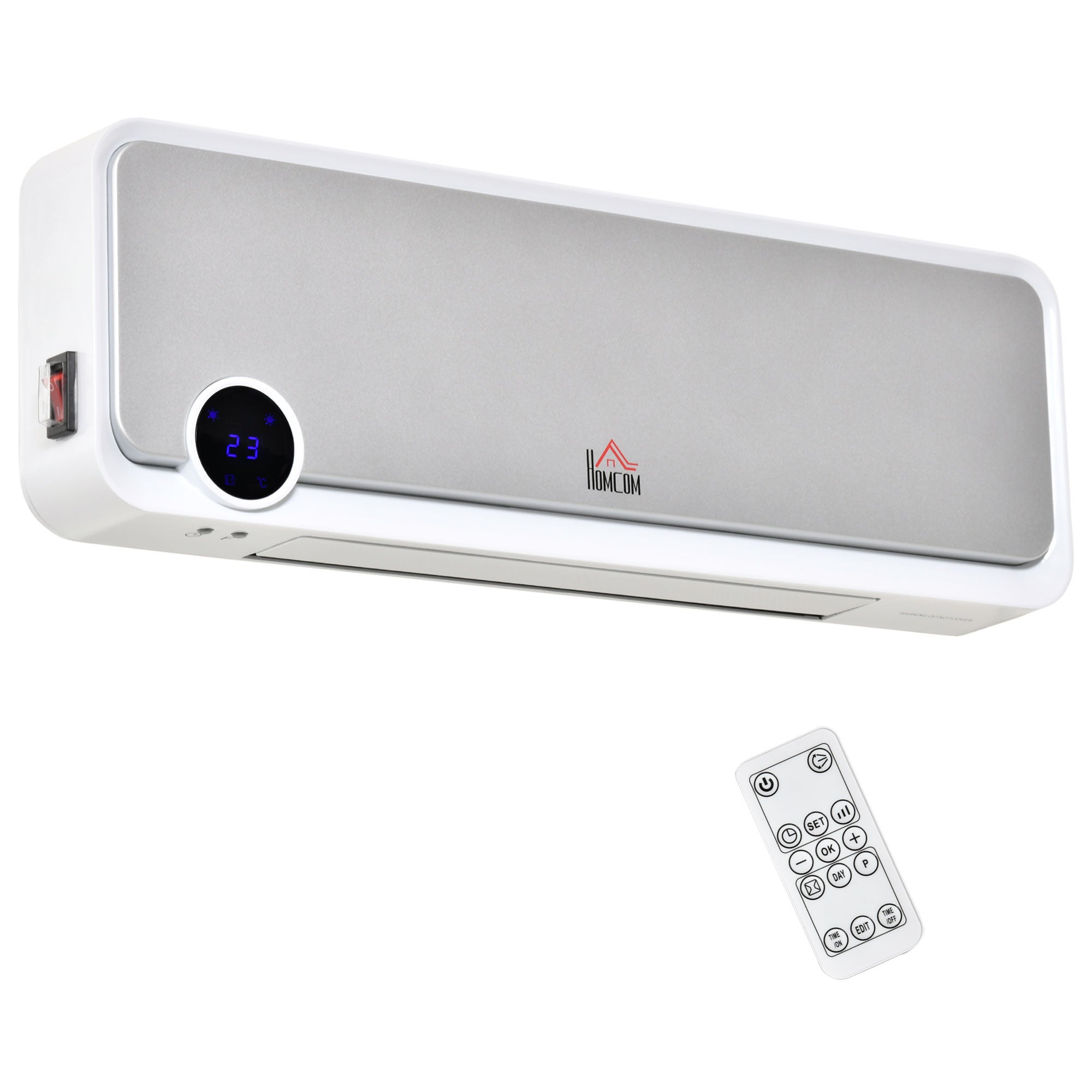 Calefactor Cerámico de Pared HOMCOM PP, PA Blanco y Plata 56x11