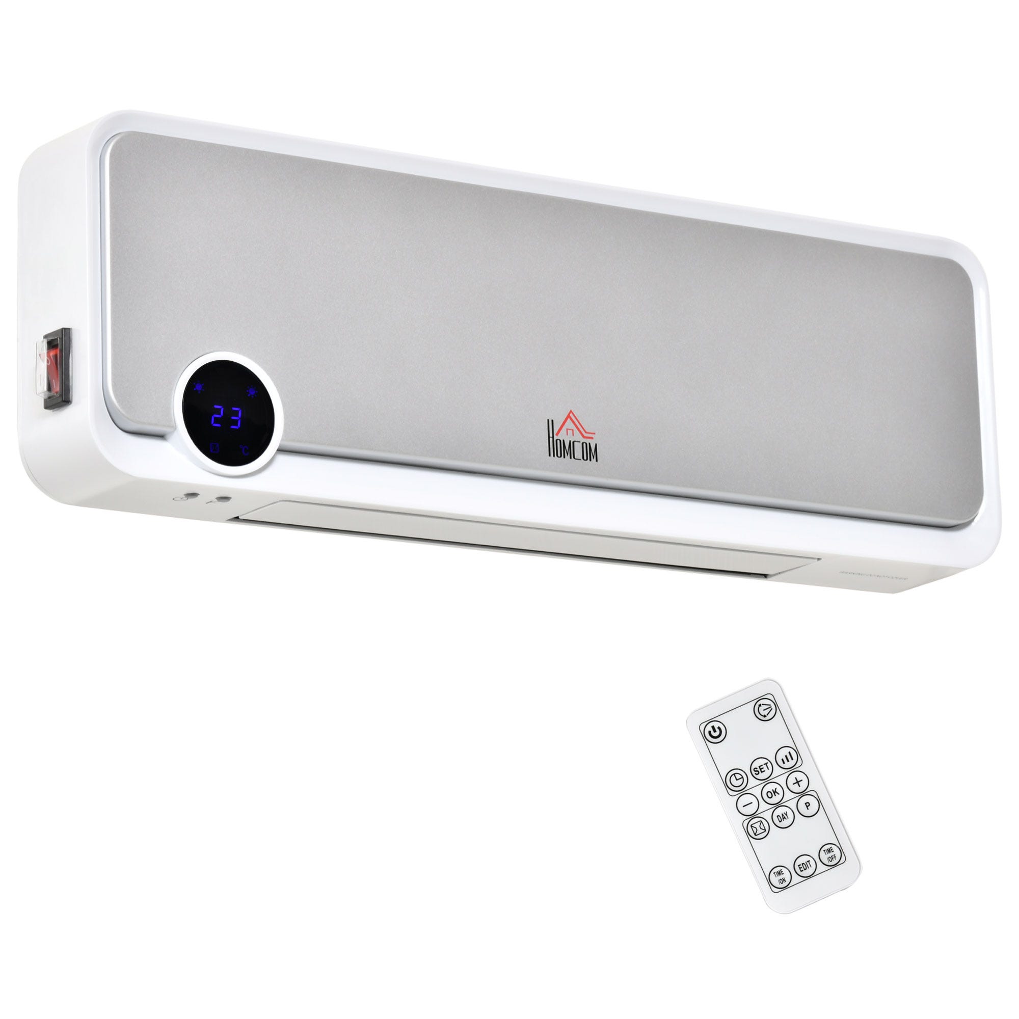 Calefactor Cerámico de Pared HOMCOM PP, PA Blanco y Plata 56x11