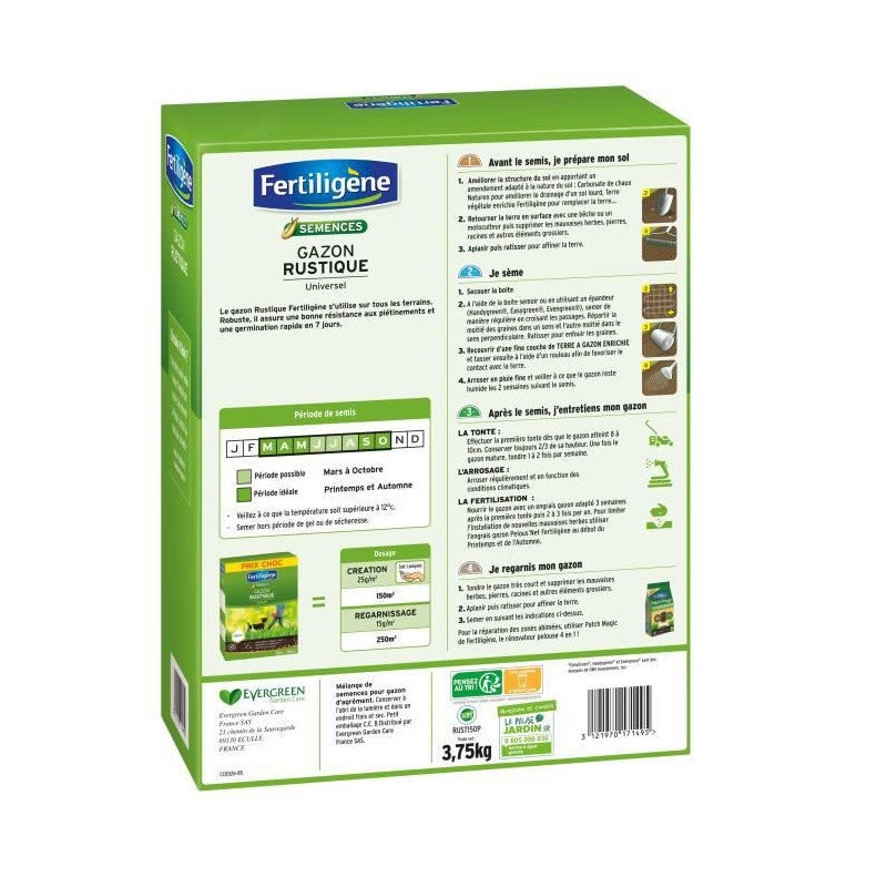 FERTILIGENE Gazon Rustique Universel - 3,75 kg - 2