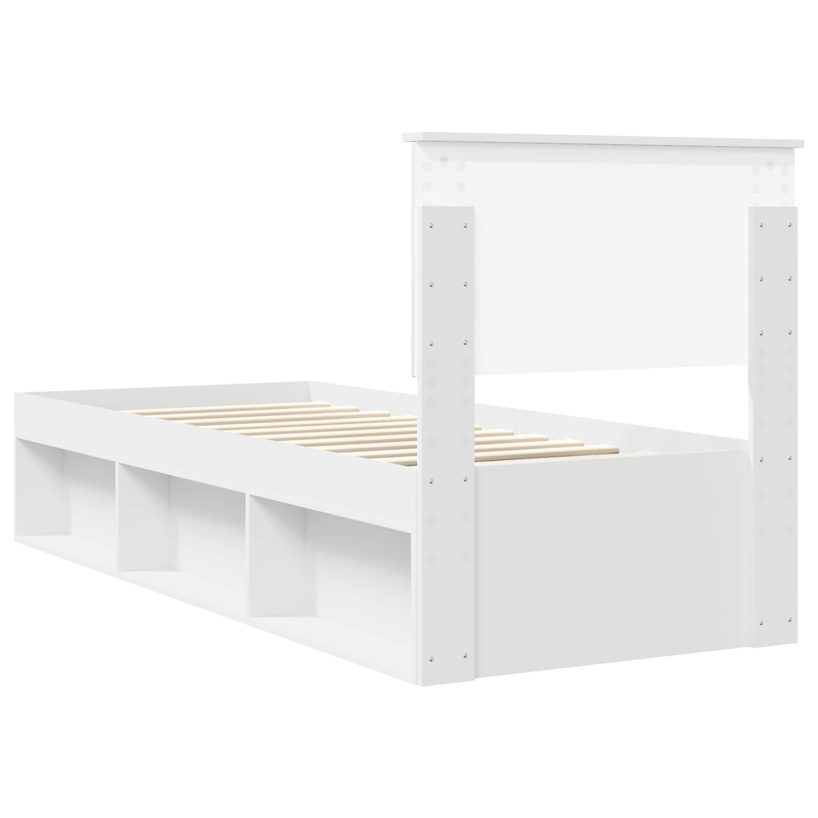 Cadre de lit avec tête de lit en pin massif blanc pour la chambre, 75 × 190 cm - 9