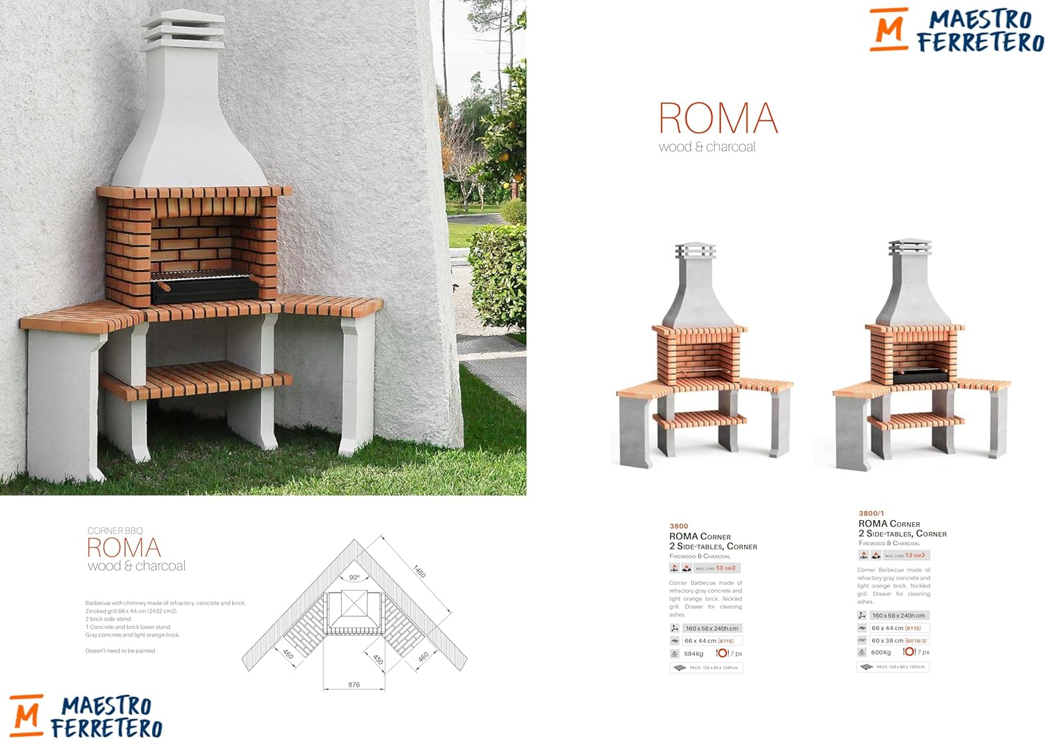 Barbecue Roma 2 side tables corner - 4