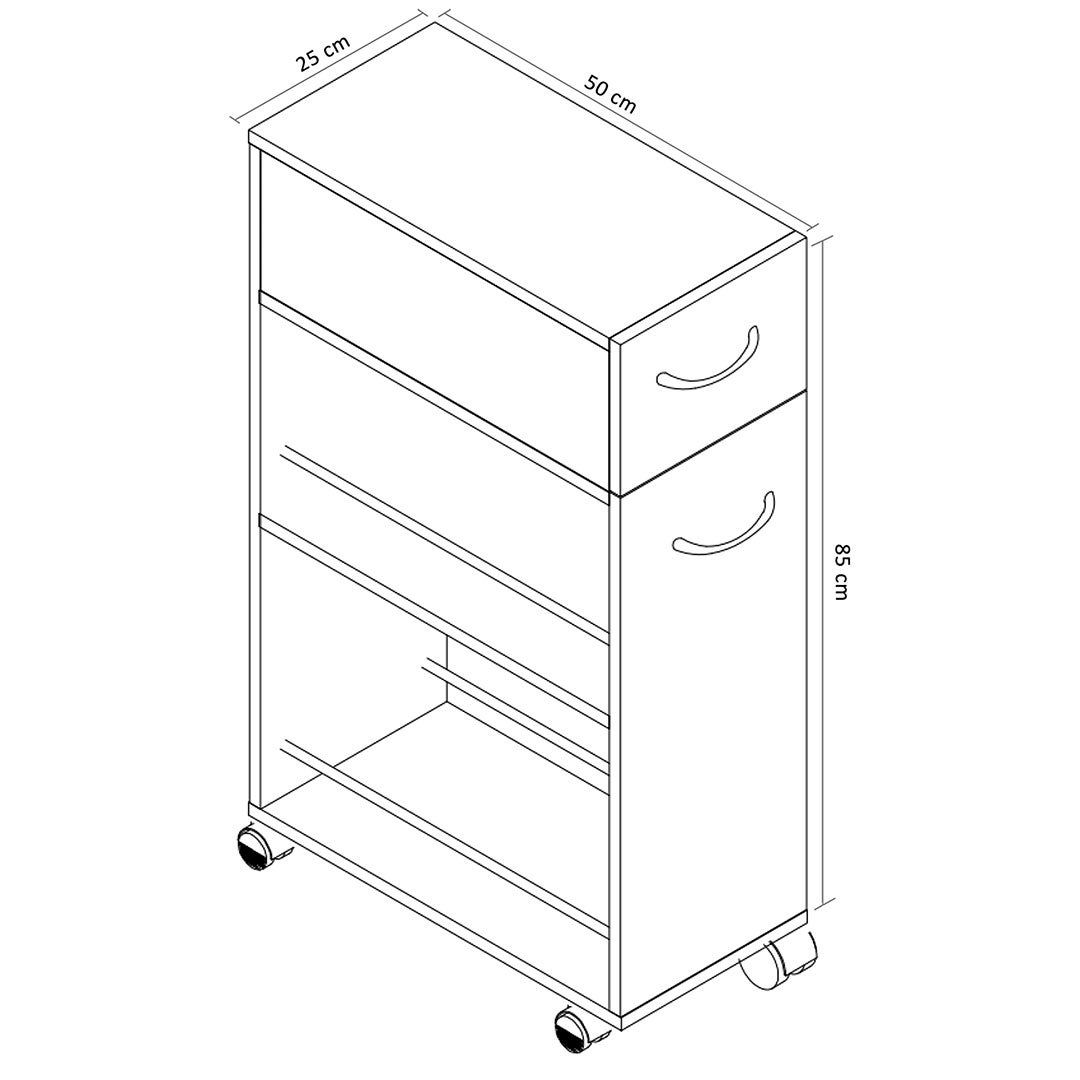 VCM Muebles de cocina que sirven carritos Tusal Blanco H. 85 x B. 25 x T. 50 cm - 4