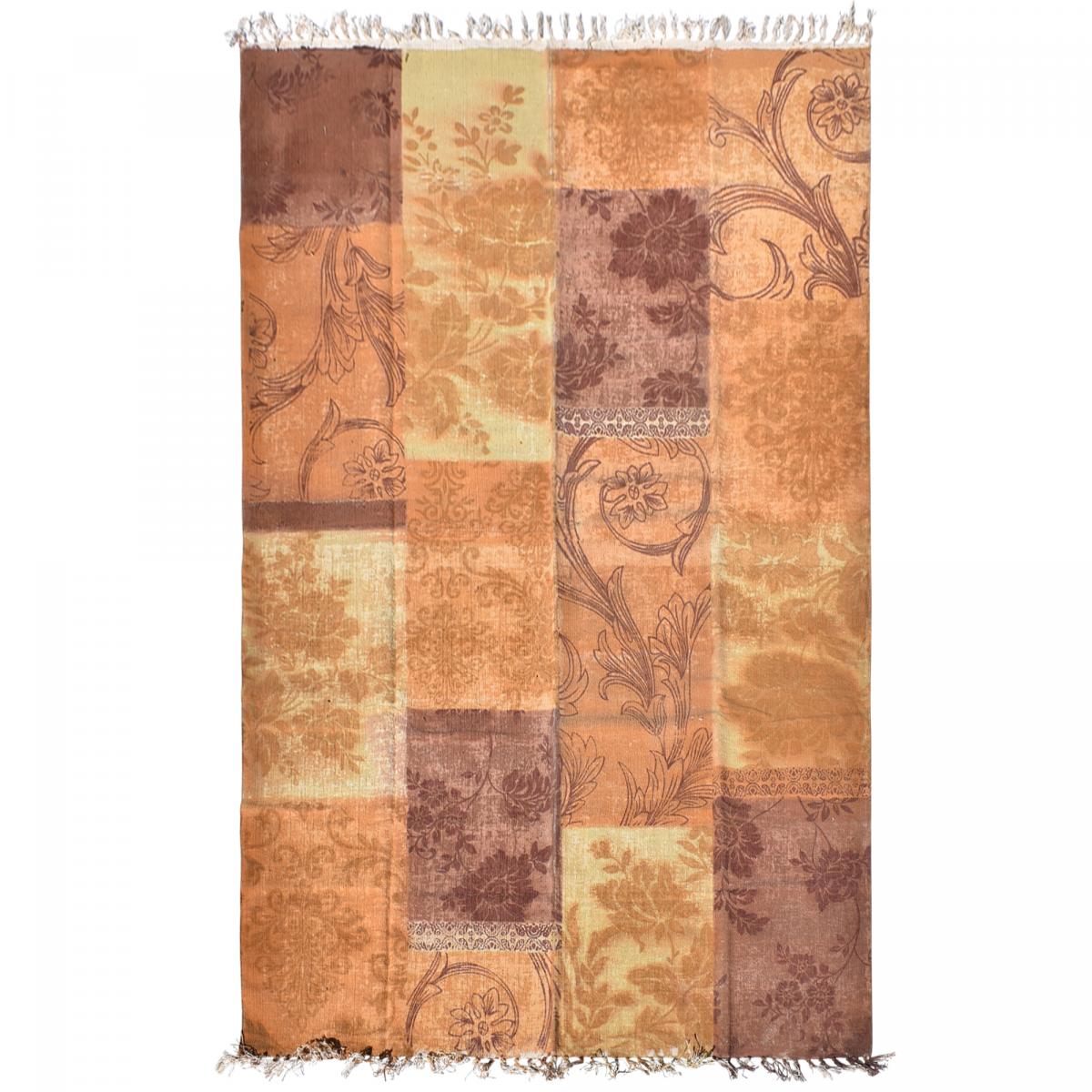Tapis kilim 140x190 rectangle fait main en coton or motif ethnique - 4