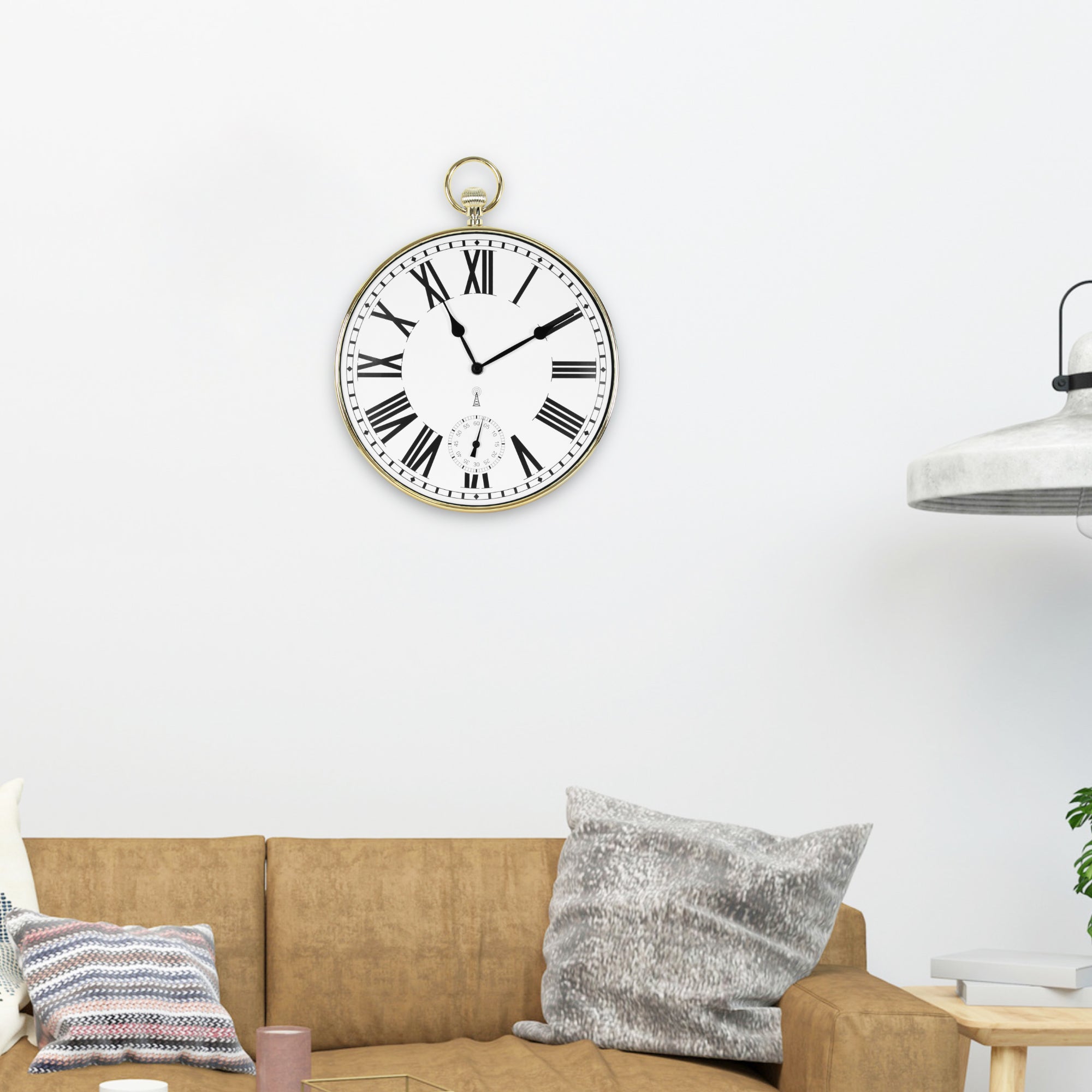 Orologio da parete di design FISHTEC, Orologio a soffietto in stile vintage, Grandi numeri romani, Facile da leggere, Radiocontrollato, Ø 30 CM - 6