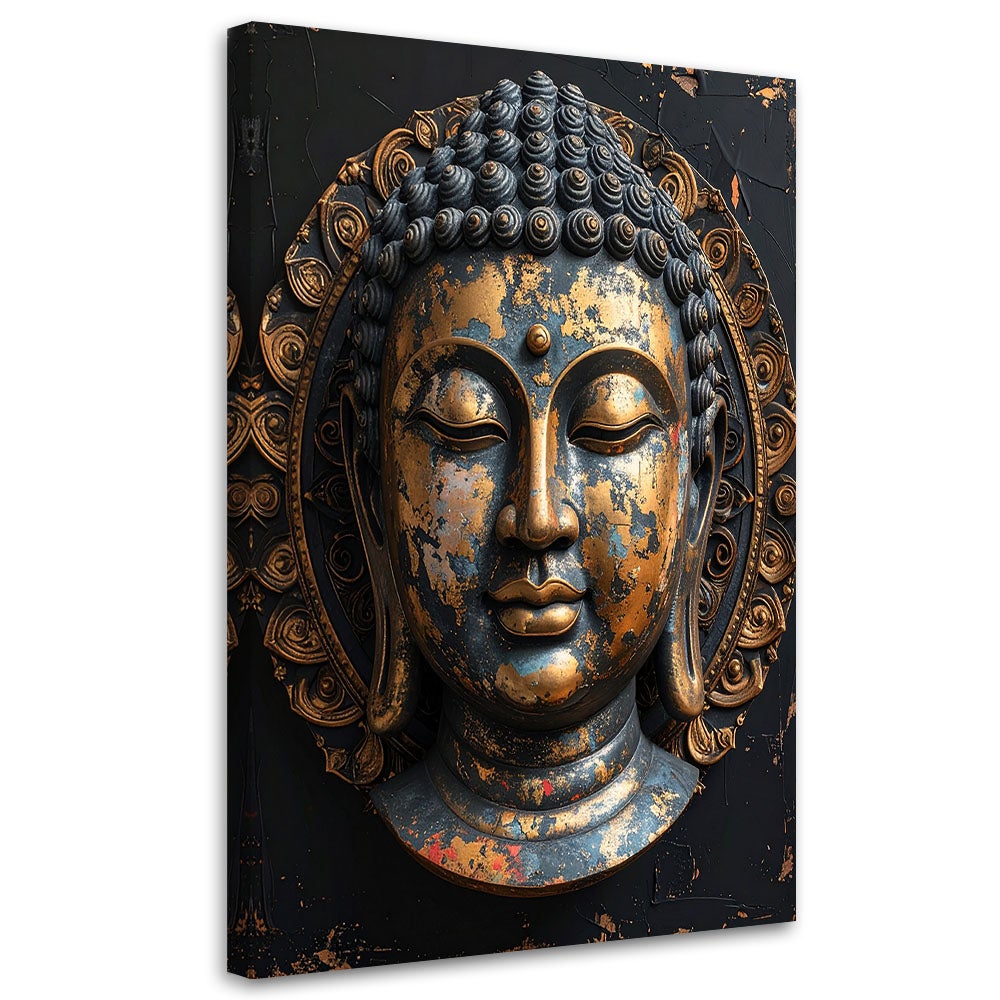 Obraz do salonu sypialni biura, Czarny Posąg Buddy Zen Spa Orient 20x30