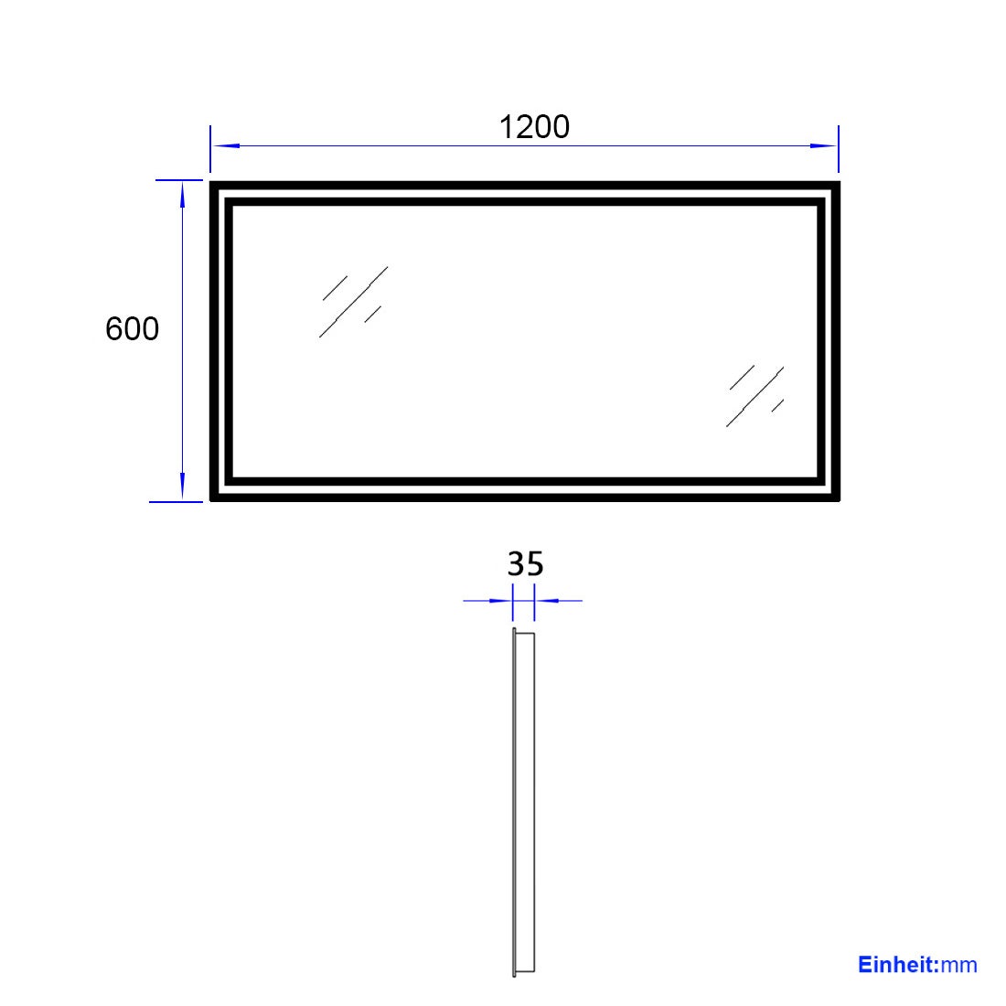 EMKE Specchio con illuminazione integrata 120 × 60 cm, con interruttore a pulsante, funzione antiappannamento e memoria, luce 3000K/6500K - 7