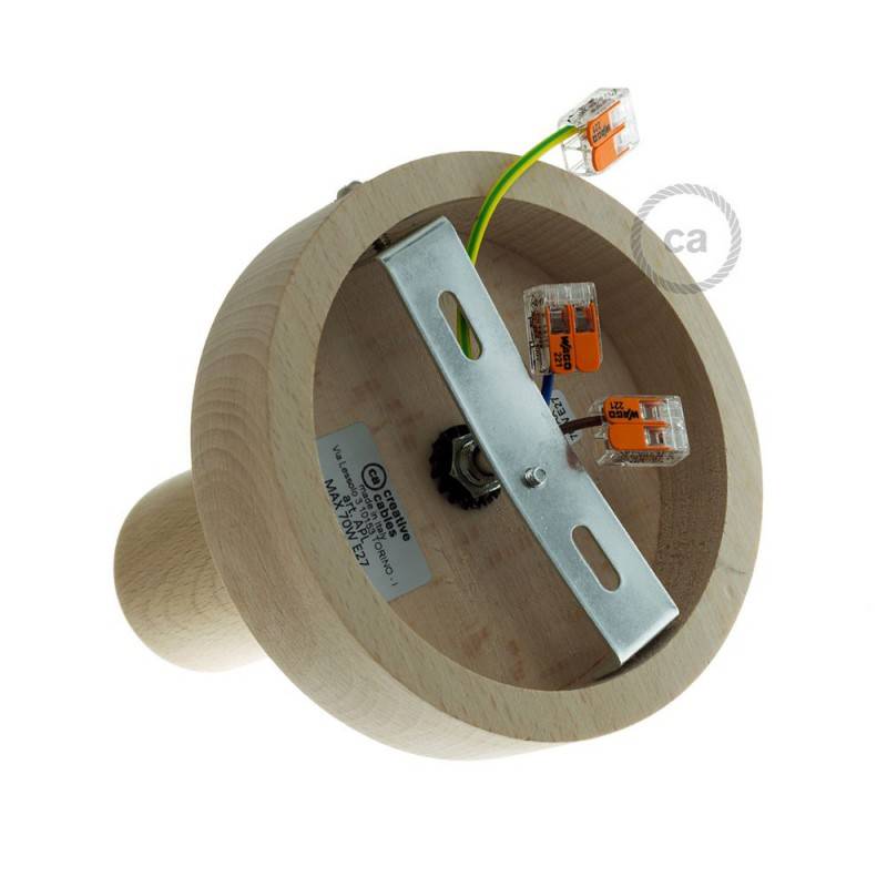 creative cables - Fermaluce Wood M, il punto luce in legno a parete o soffitto (Lampadina: Senza lampadina - Finitura: Neutro) - 8