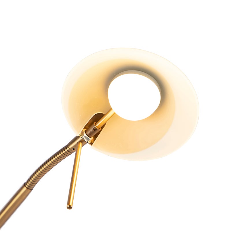 Qazqa moderne lampadaire uplighter avec bras de lecture - Lexus - bronze, led intégrée 18w incluse, Integrated led, 2700k, blanc - 8