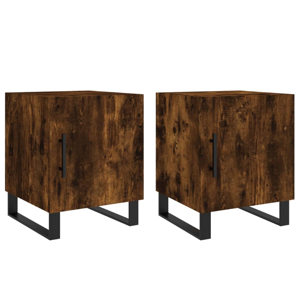 Maison Exclusive - Tables de chevet 2 pcs chêne fumé 40x40x50 cm bois d'ingénierie - 2