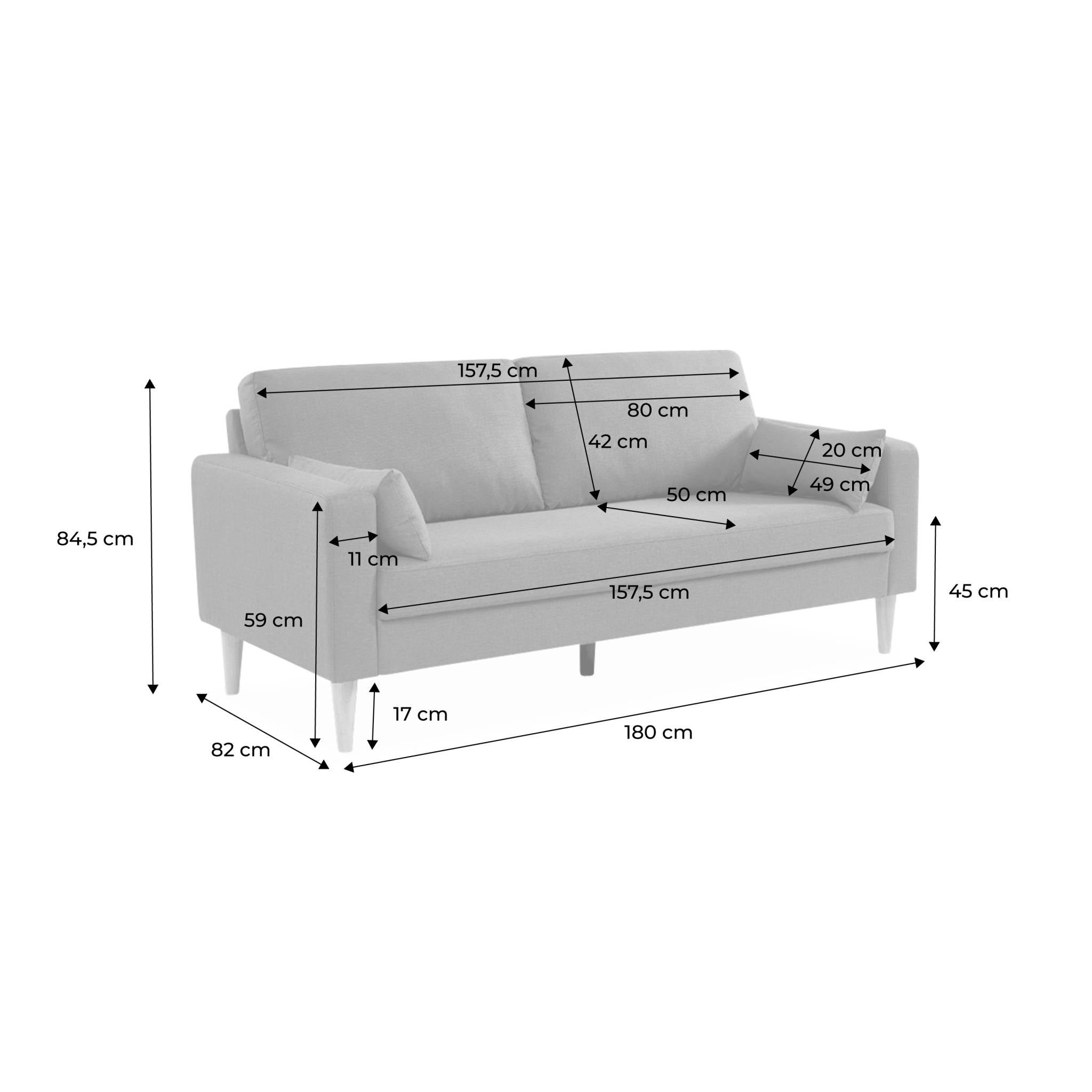 Canapé en velours vert anglais - Bjorn - Canapé 3 places fixe droit pieds bois d'hévéa effet bois de noyer BJORN - 4