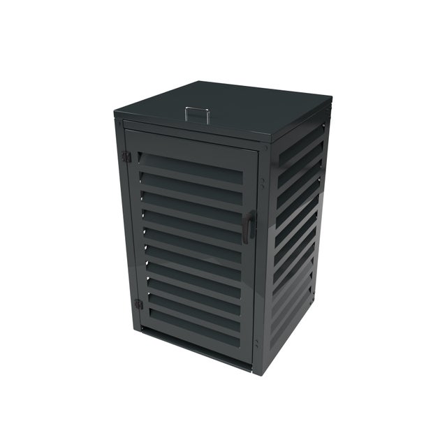 Cache Poubelle Extérieur Simple en Aluminium thermolaqué - Abri pour 1 conteneur 240 Litres – Gris anthracite RAL 7016
