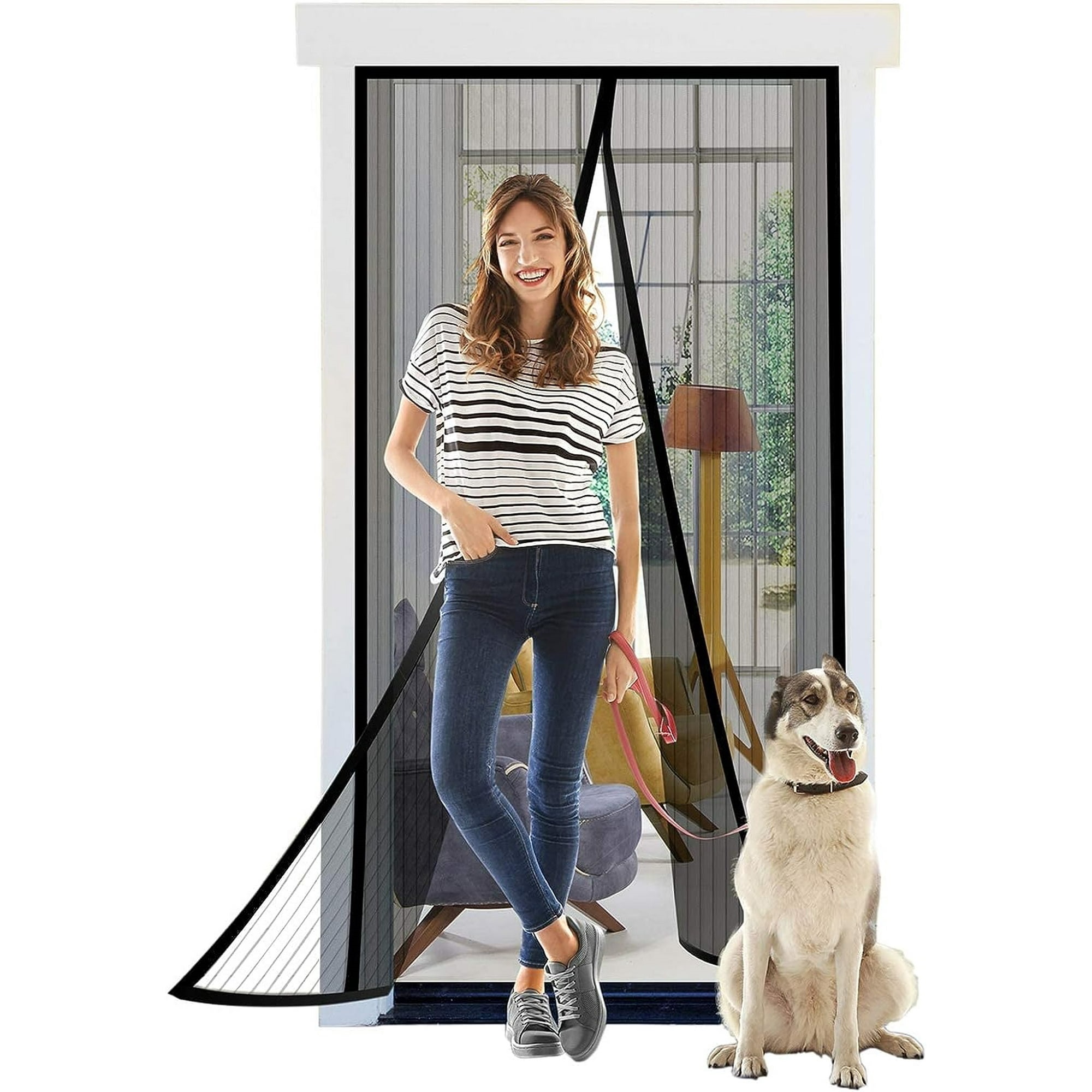Mosquitera magnética para ventana de puerta, 100x210cm, cortina antimoscas con mosquitera magnética, cortina divisoria de malla