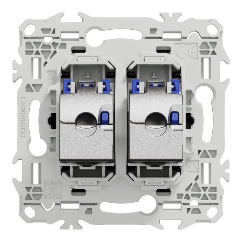 Prise double RJ45 Odace Schneider Electric - Cat.6 - STP - Grade 3TV - Noir Onyx - 5
