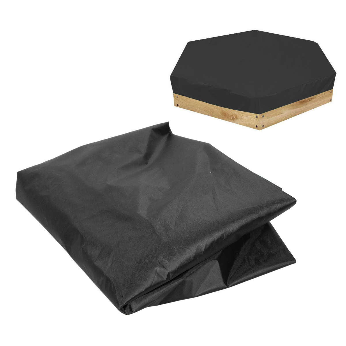 Bâche hexagonale imperméable pour bac à sable, protection solaire pour jardin et piscine, grise, 140 x 110 x 20 cm