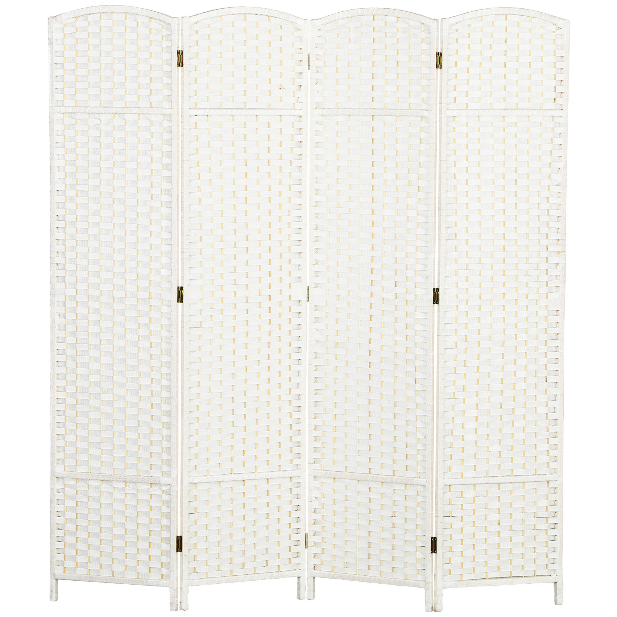 Paravent intérieur bois 4 panneaux 160x170 cm séparateur pièce pliable salon chambre blanc - 2