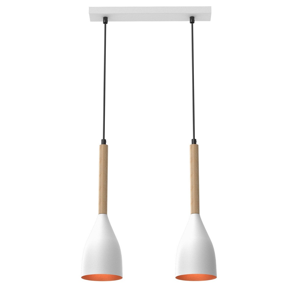 Lampa wisząca Muza biały matowa-jasne drewno-złota 2xE27x15W wym: 110 x 36 x 11 cm metal Luminex