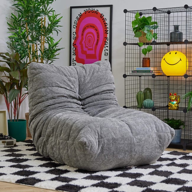 Pouf poltrona Icon, tessuto ciniglia imbottita in schiuma elastica