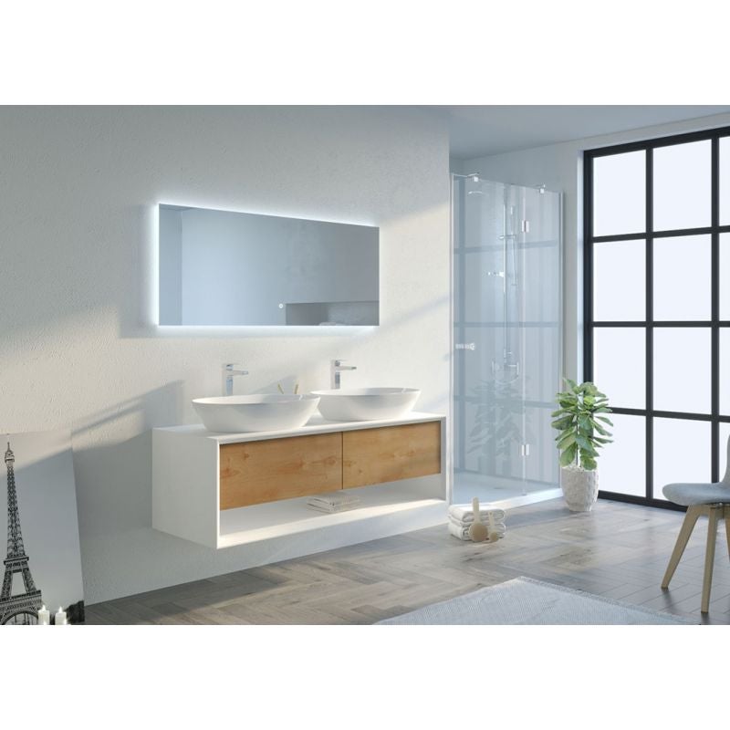 Meuble de salle de bain Bellano 1400 Bois naturel et Blanc - 6
