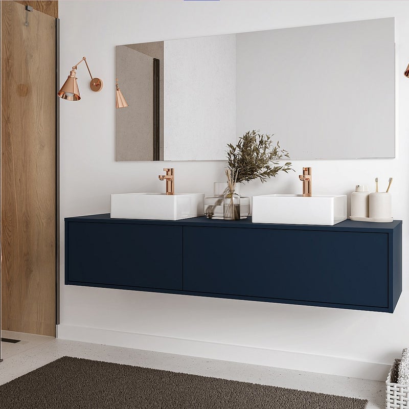 Szafka pod umywalkę wisząca – Ciemnoniebieska – dł. 150 cm – ISAURE II