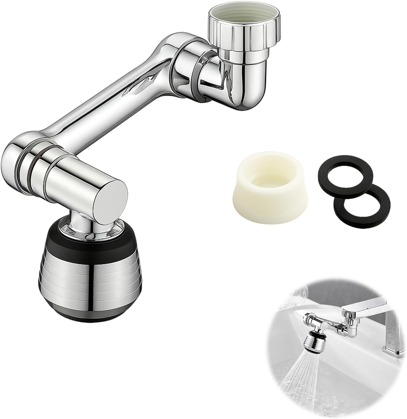 Ruvan Aerator rotativ multifuncțional pentru robinet, aerator rotativ pentru robinet, cu două metode de ieșire, pentru bucătărie și baie