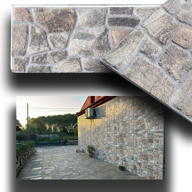 Pannello Isolante STYROFOAM Con Effetto Pietra - 120x50x4cm, Per Interni Ed Esterni, Grigio - Foto 2