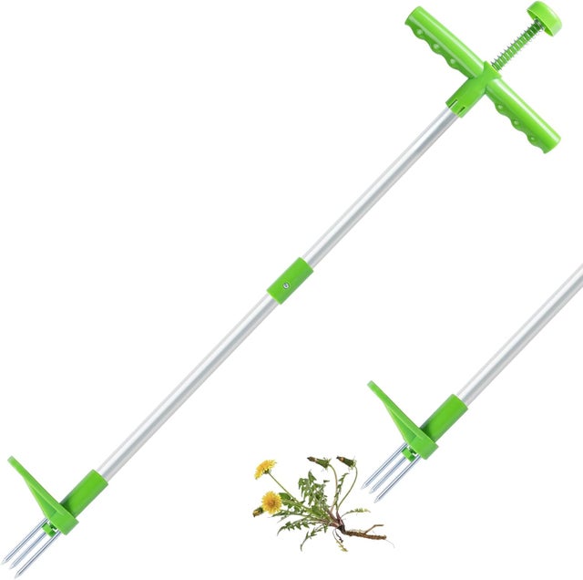 Diserbante manuale, estirpatore di erbacce, lunghezza 100 cm, con 3 artigli in acciaio inossidabile e pedale per la rimozione delle radici, strument