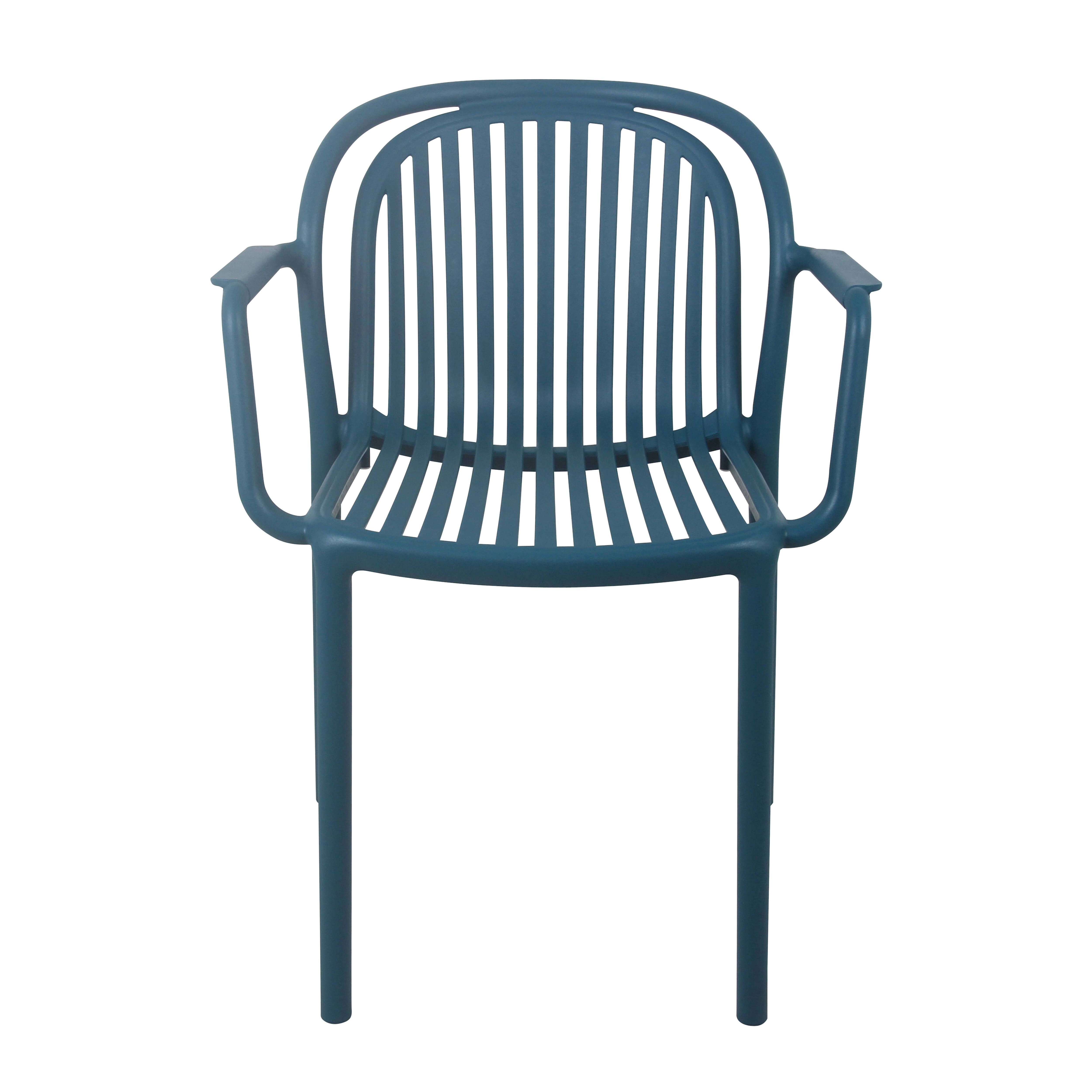 Lot de 4 fauteuils en plastique bleu canard - 4