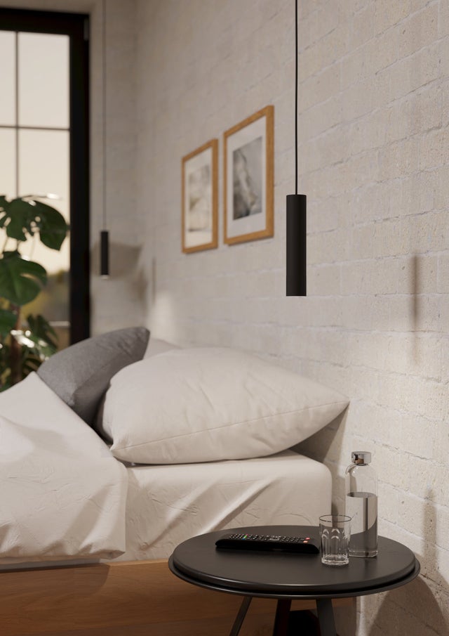 Lampadario moderno LED Almundaina, struttura in acciaio nero, per cucina, isole e banconi, 480 lumen, Ø11 H110 cm - EGLO