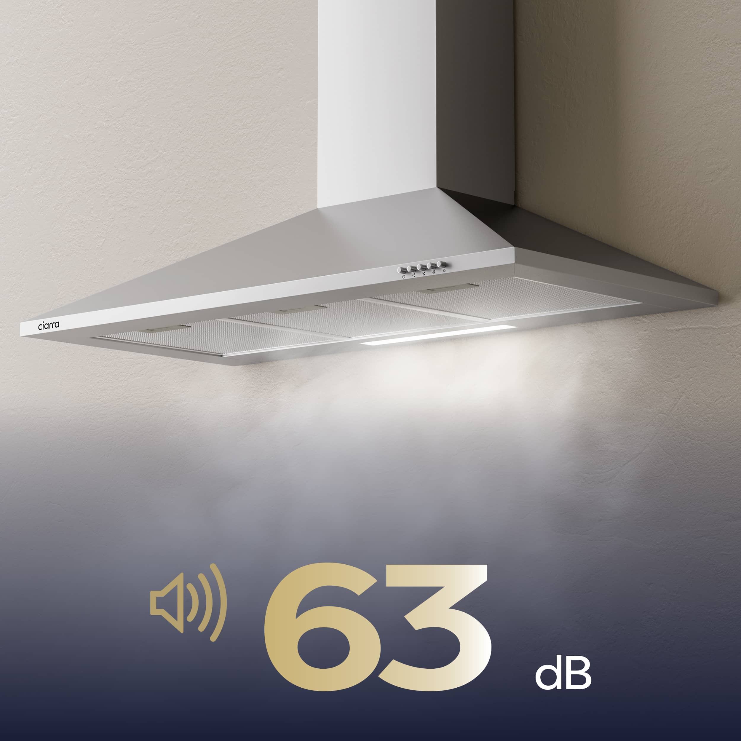 CIARRA Exaustor de parede 90 cm 370 m³/h A++ 3 Velocidades com Filtros de Carvão Extração ou Recirculação Inox 201SS90 - 7