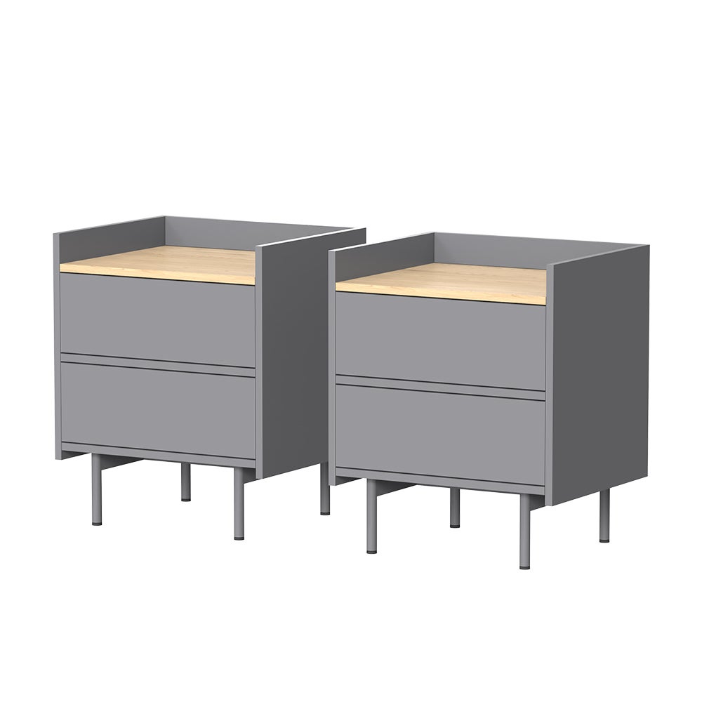 Comodino Vicco Malu In Truciolato Melaminico, Design Moderno, Set Di 2, Dimensioni 34x32x47 Cm, Colore Nero